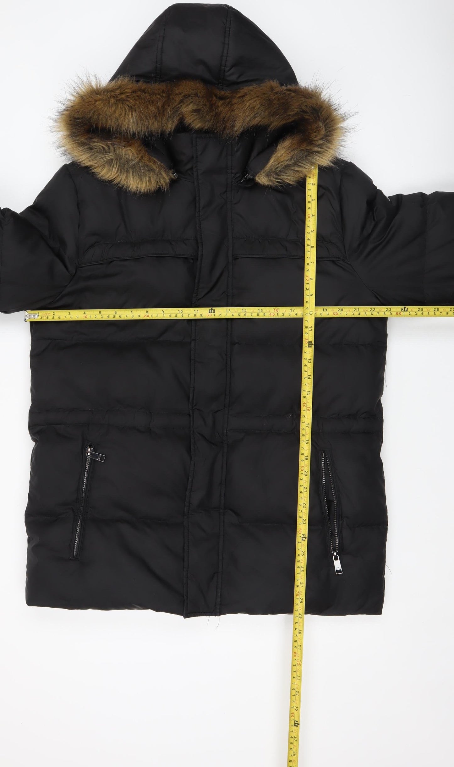 Marc New York Andrew Marc Men's Black M Puffer Jacket with Faux Fur Hood