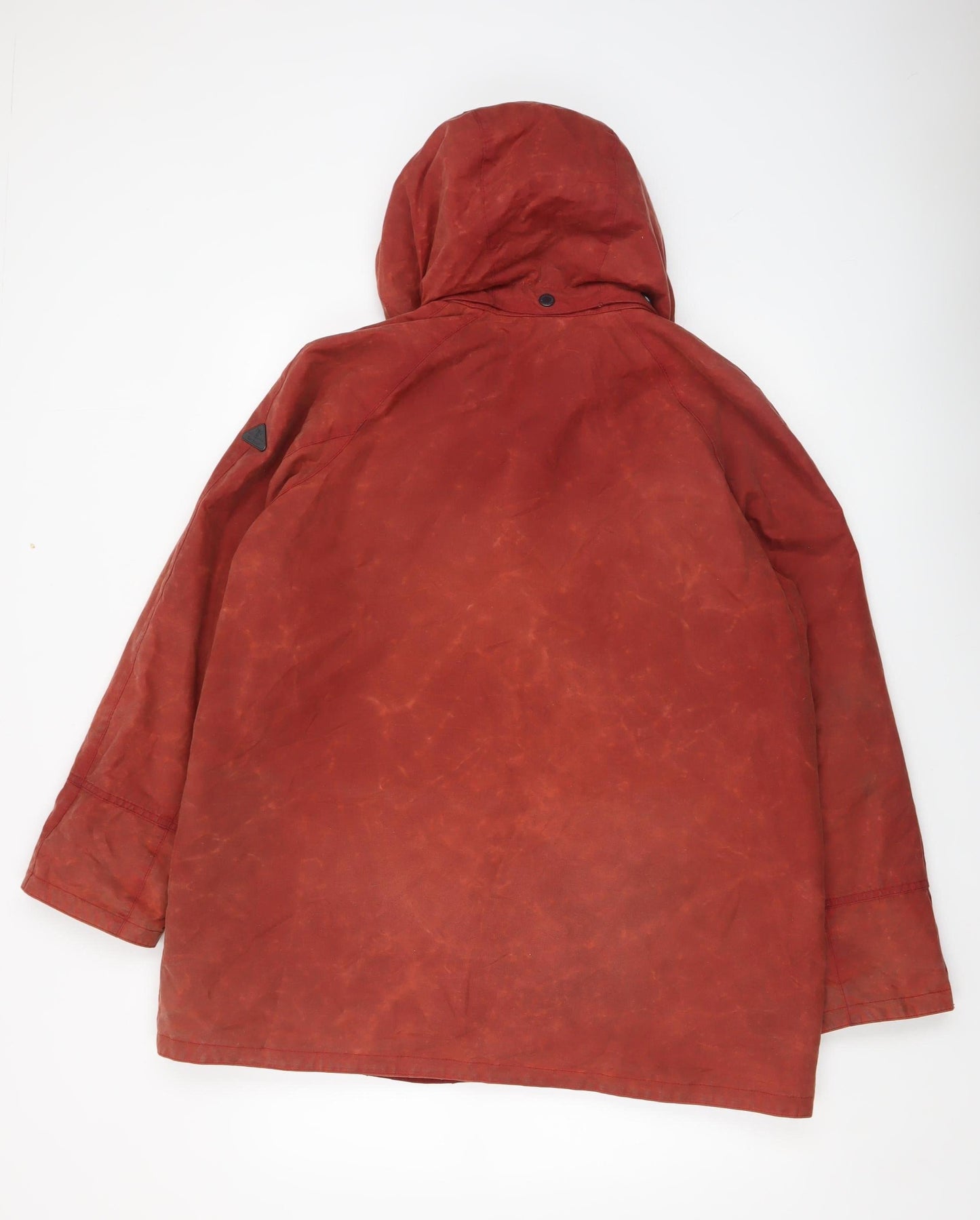 Barbour Men Red Waxed Cotton Hooded Duffle Coat L 42in Waterproof Classic
