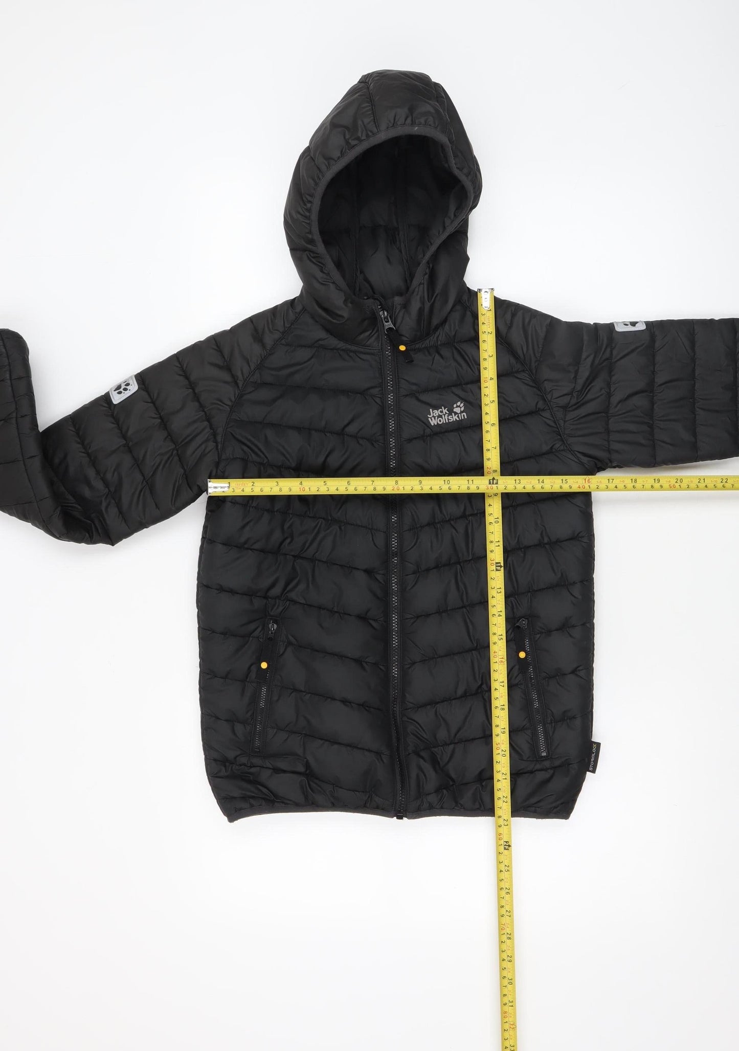 Jack Wolfskin Boys Black 12 Years Hooded Puffer Jacket Lightweight Winter Coat