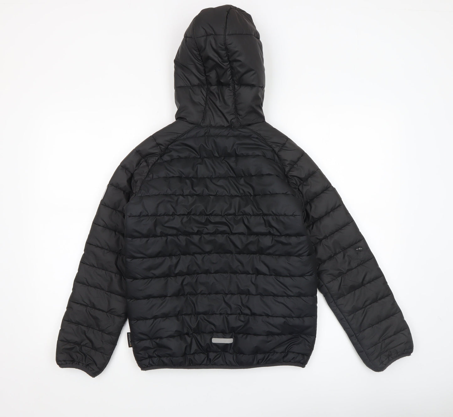 Jack Wolfskin Boys Black 12 Years Hooded Puffer Jacket Lightweight Winter Coat