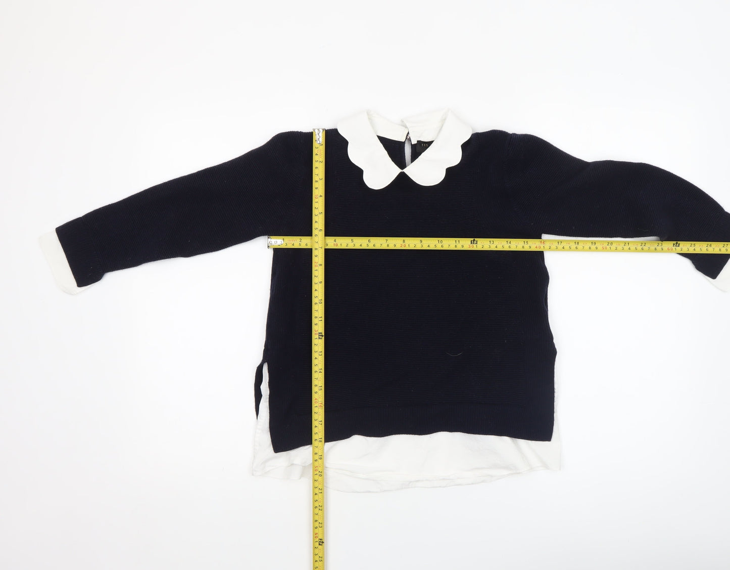 Ted Baker Women's Navy Blue Collared Knit Pullover Jumper Size 14
