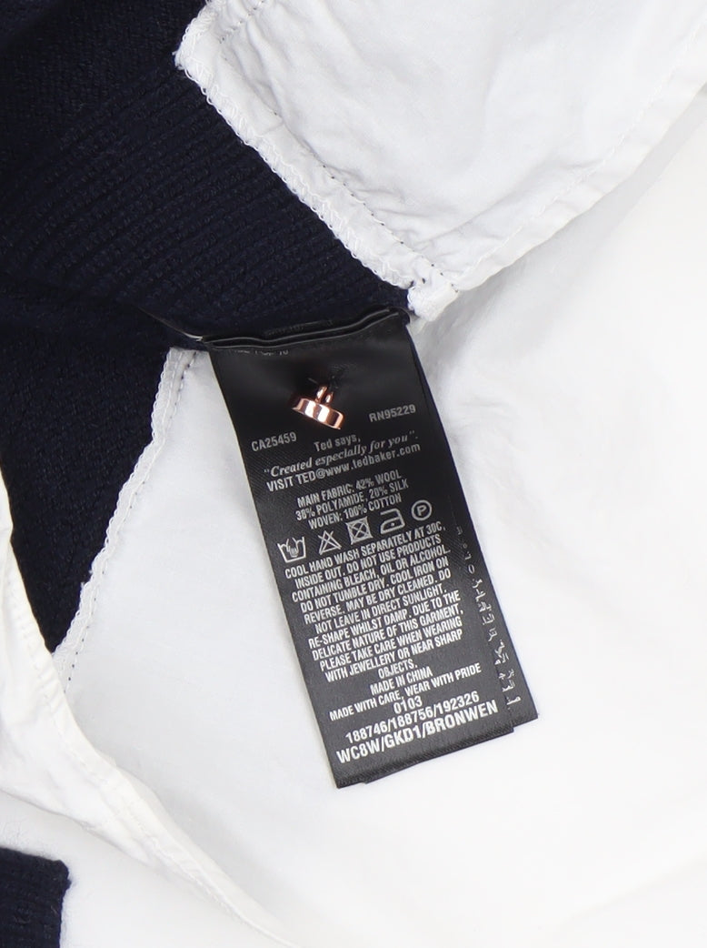 Ted Baker Women's Navy Blue Collared Knit Pullover Jumper Size 14