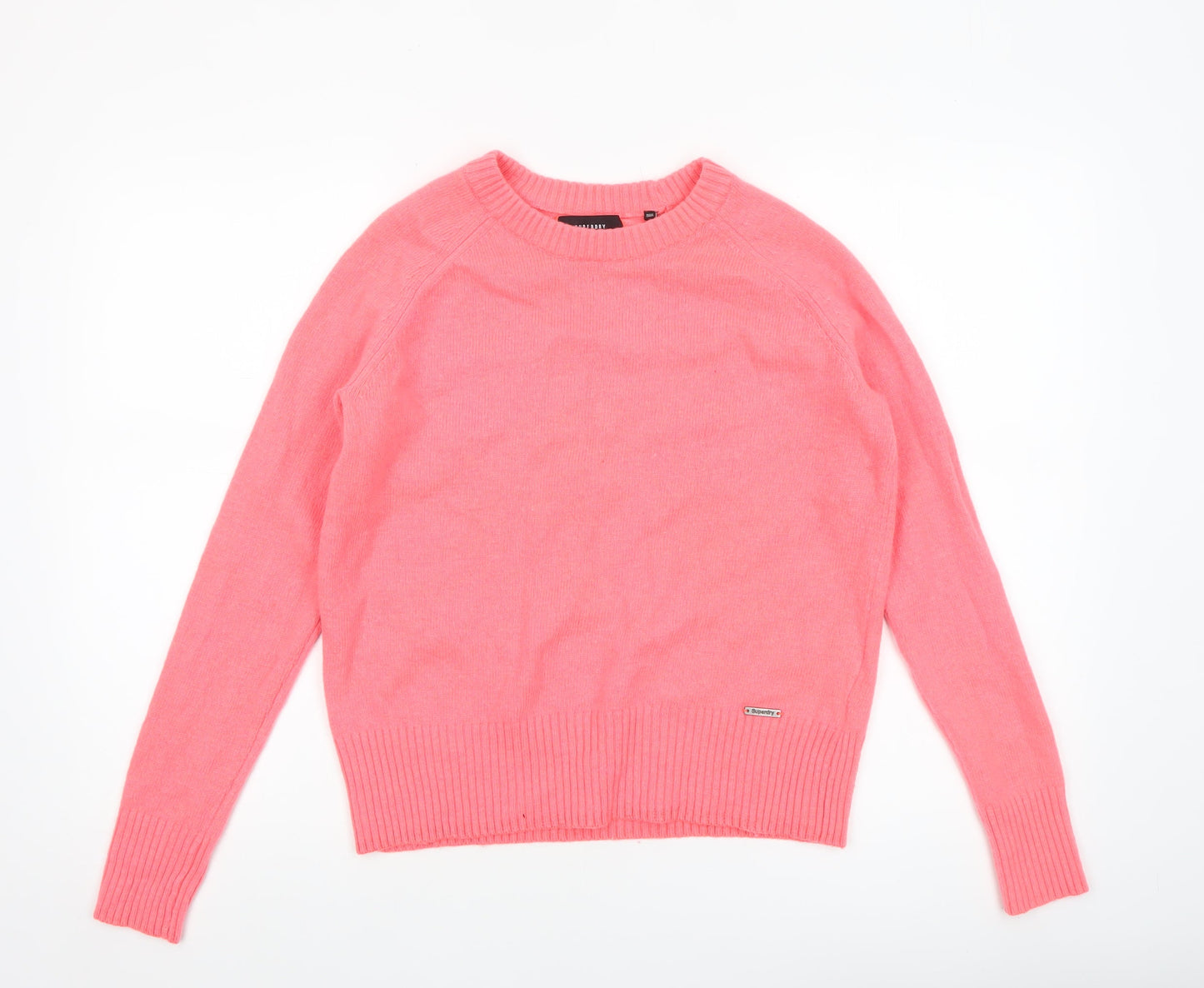 Superdry Womens Pink Wool Crew Neck Long Sleeve Pullover Jumper Size S