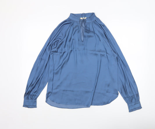 Hush Women Blue Long Sleeve Tunic Blouse Size 4 Relaxed Fit