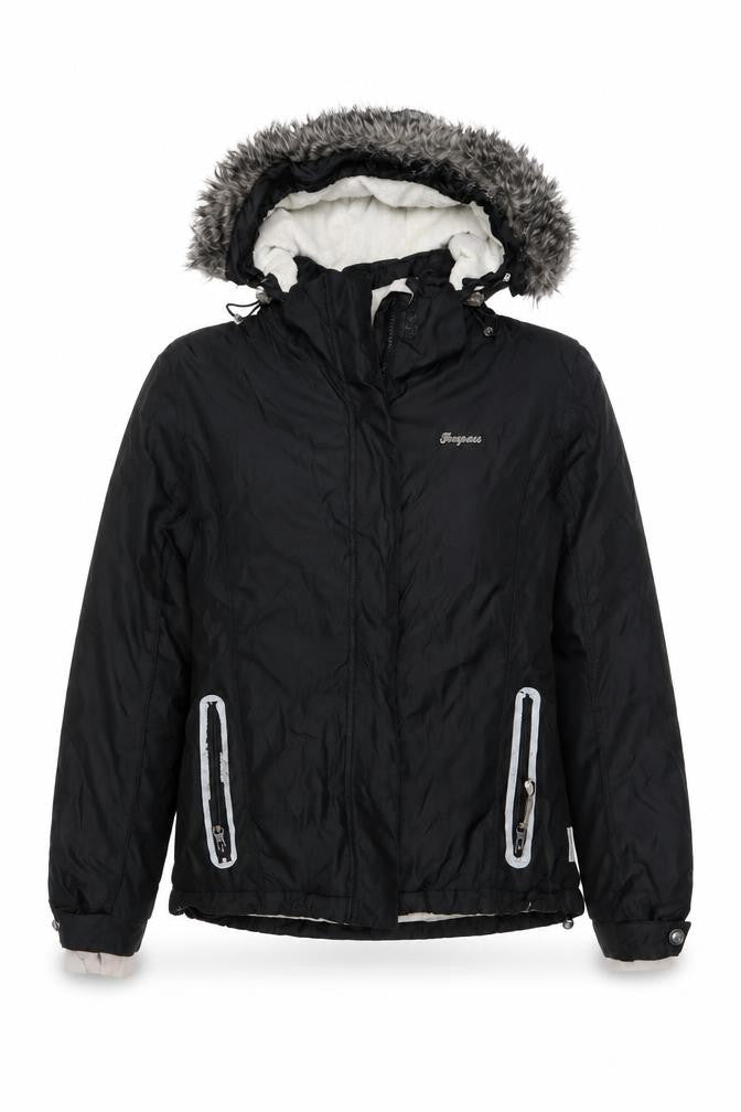 Trespass Women's Black Medium Waterproof Fur Trim Hooded Parka Jacket