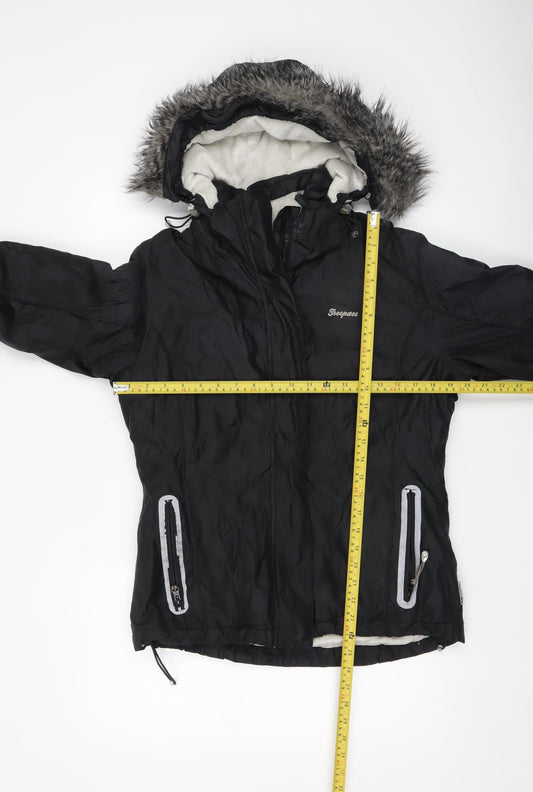 Trespass Women's Black Medium Waterproof Fur Trim Hooded Parka Jacket