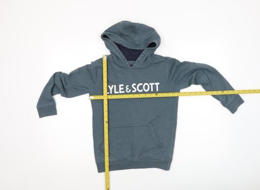 Lyle & Scott Boys Orion Blue Pullover Hoodie 8-9 Years Cotton Blend