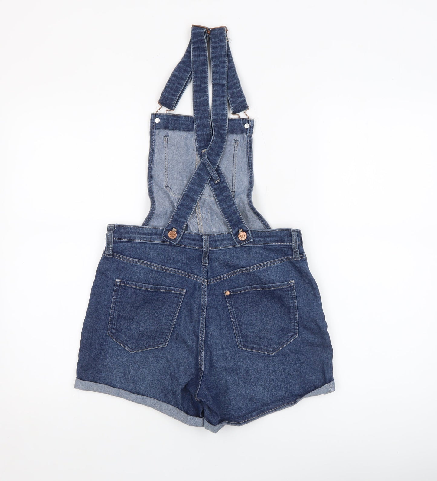 H&M Girls Blue Denim Dungaree Playsuit Size 14 Years Adjustable Straps