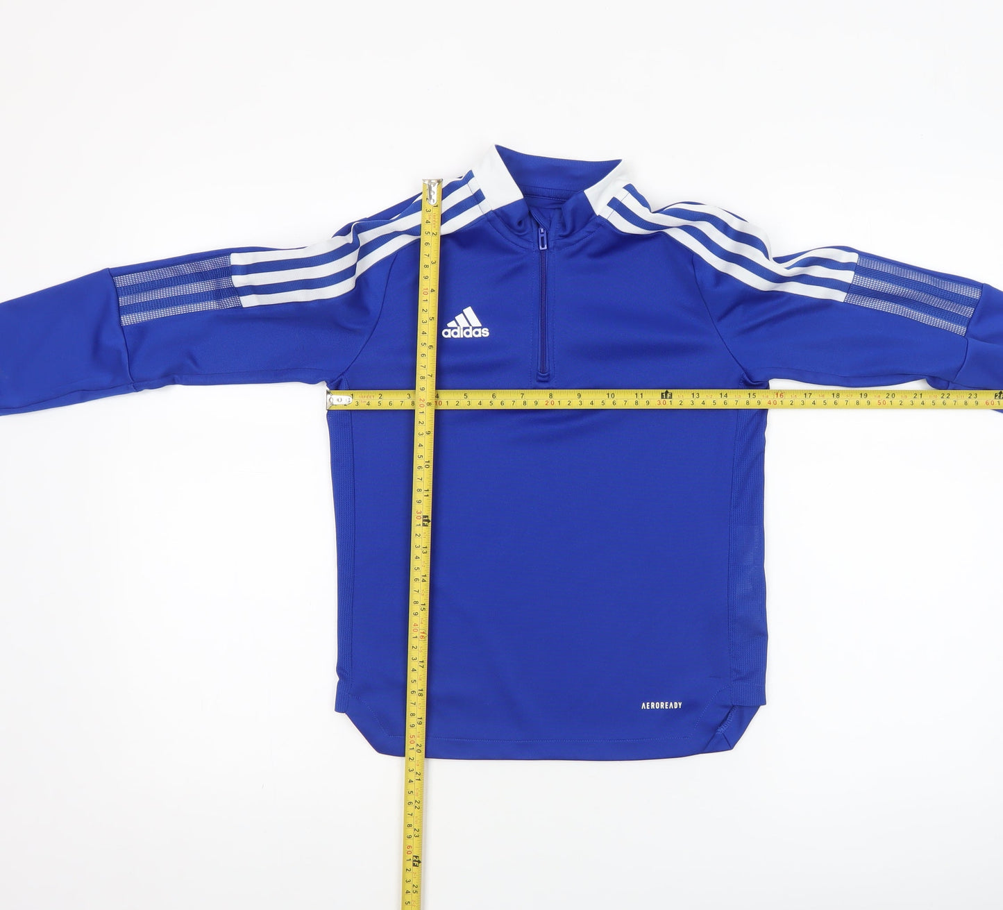 Adidas Boys Blue Long Sleeve 1/4 Zip Football Training Top 9-10 Years