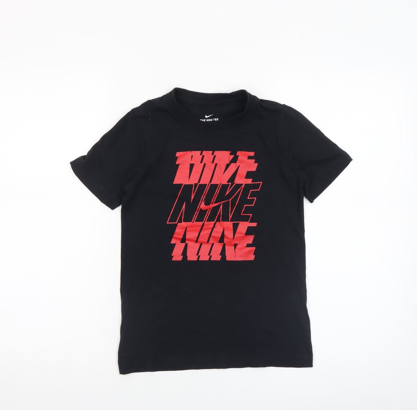 Nike Boys Black Red Graphic Short Sleeve T-Shirt Size S (128-137cm)