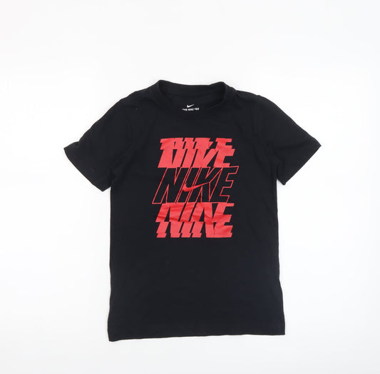 Nike Boys Black Red Graphic Short Sleeve T-Shirt Size S (128-137cm)