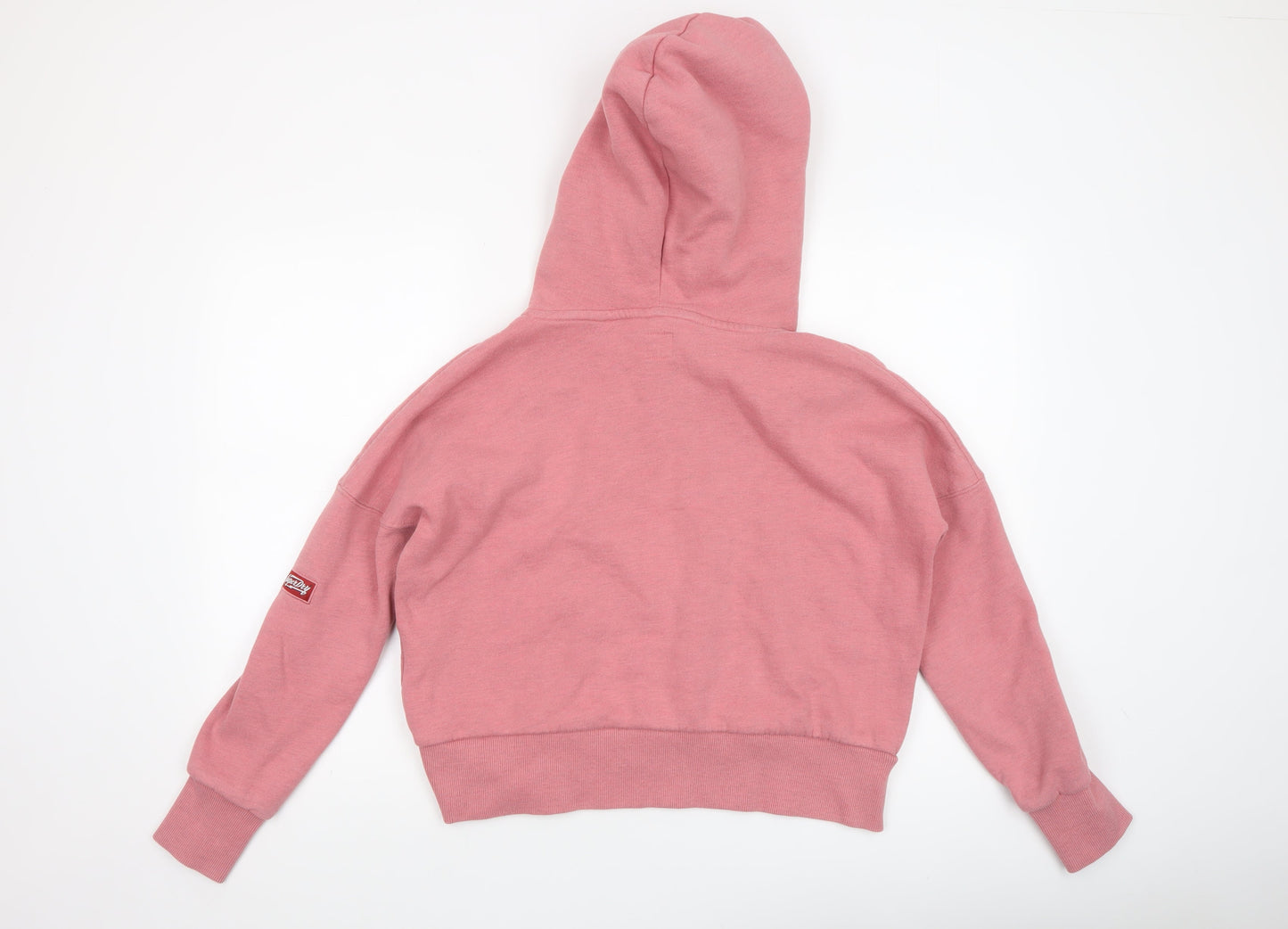 Superdry Women Pink Lucky Cat Pullover Hoodie UK 8 Relaxed Fit