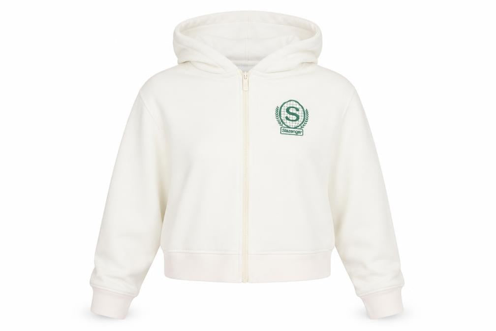 Slazenger Women White Full Zip Hoodie Size 12 Cotton Blend Athletic