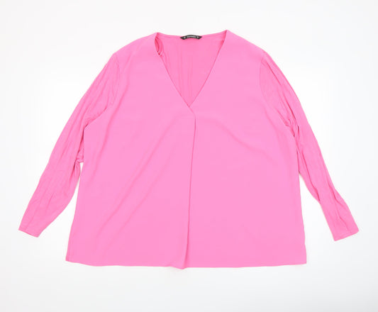 Dunnes Women’s Pink V-Neck Long Sleeve Tunic Blouse Size XL