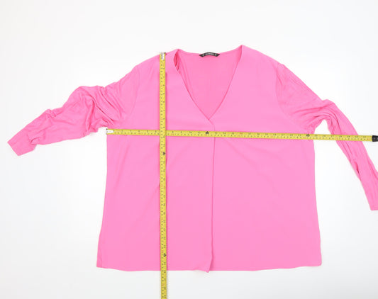 Dunnes Women’s Pink V-Neck Long Sleeve Tunic Blouse Size XL