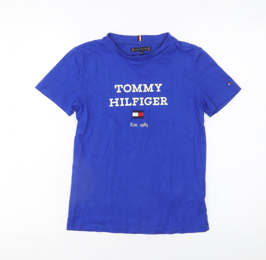 Tommy Hilfiger Boys Blue Logo Cotton Short Sleeve T-Shirt 10 Years