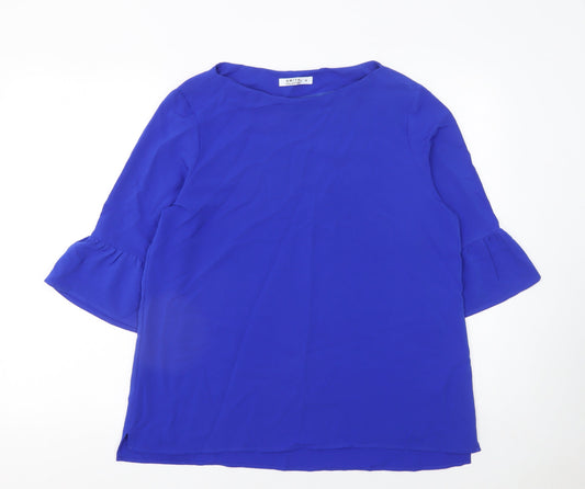 Smith Collection Women's Blue Bell Sleeve Tunic Blouse Size 14