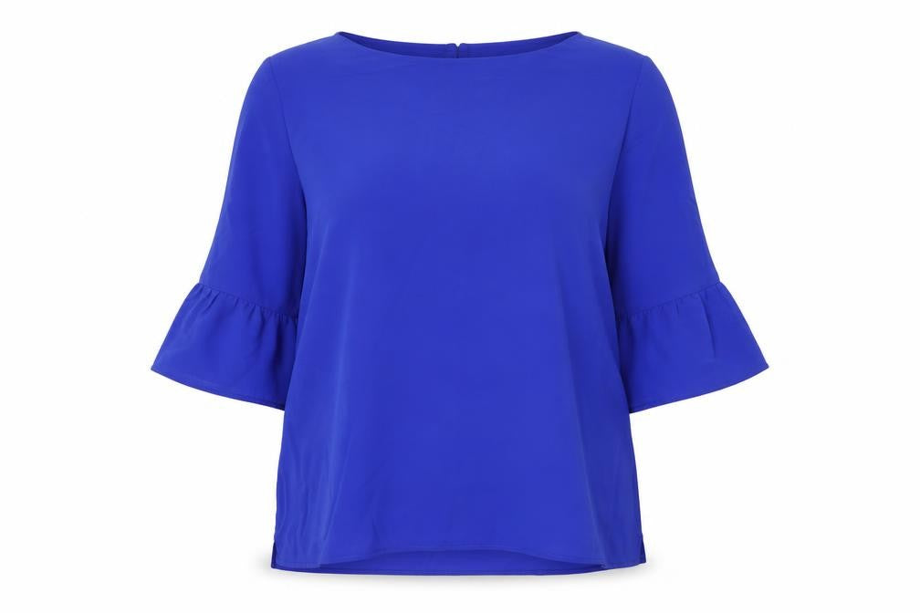 Smith Collection Women's Blue Bell Sleeve Tunic Blouse Size 14
