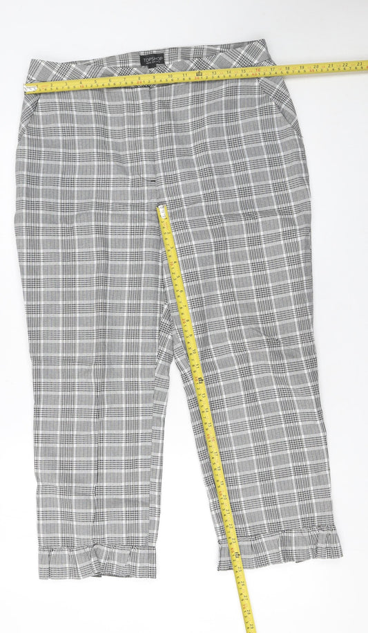 Topshop Women’s Grey Check Cropped Trousers Size 14
