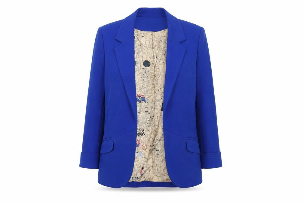 Maisy Womens Blue Single-Breasted Blazer Size 12 Viscose Blend