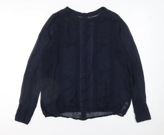 Dunnes Womens Blue Long Sleeve Chiffon Blouse Size 10