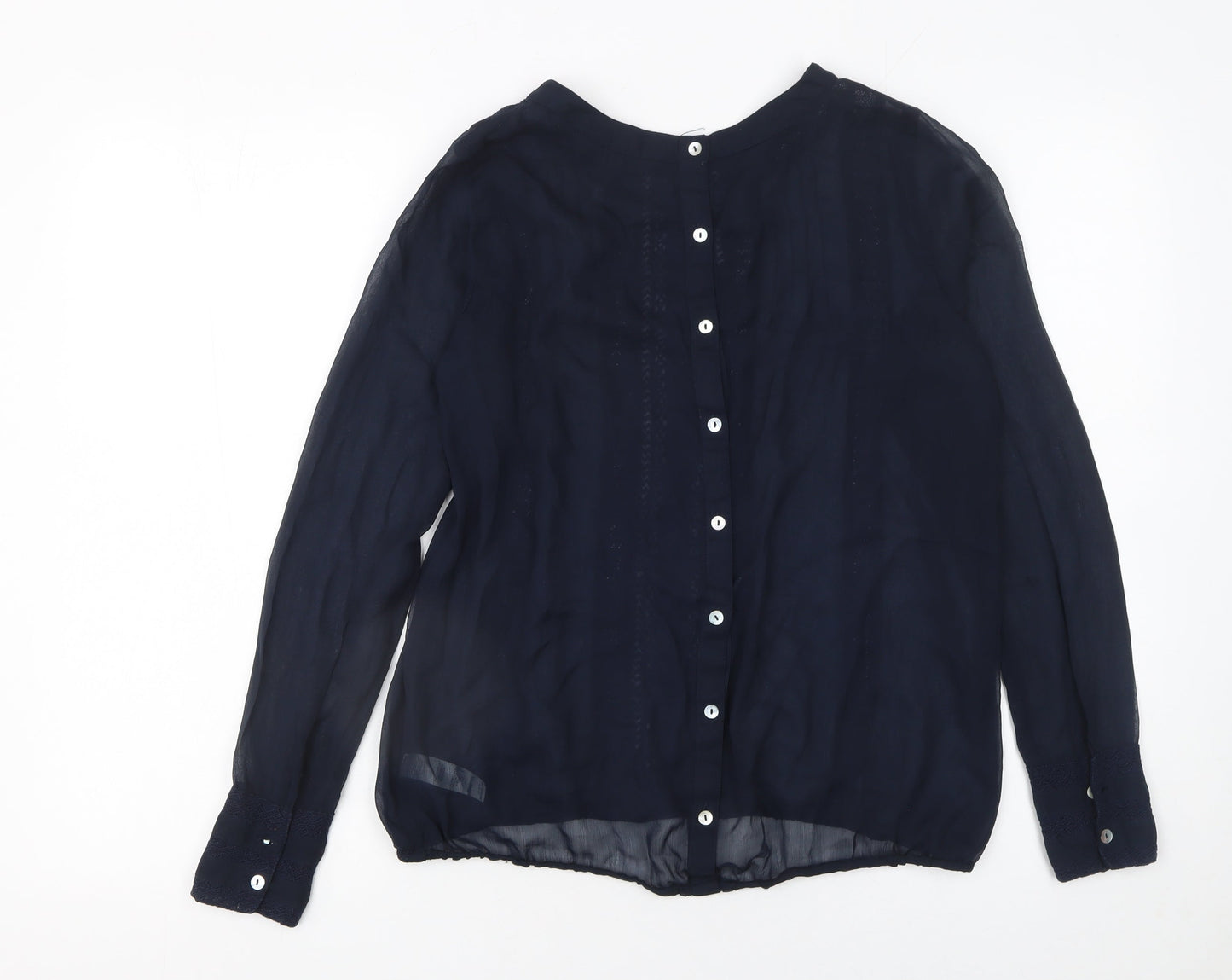 Dunnes Womens Blue Long Sleeve Chiffon Blouse Size 10