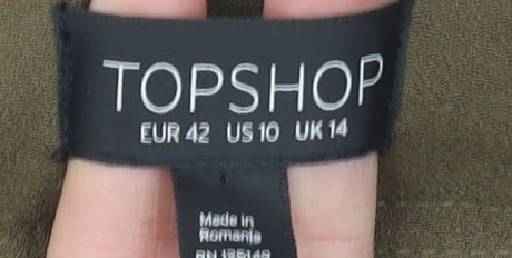 Topshop Women's Brown High Waist Paperbag Tapered Trousers Size 14