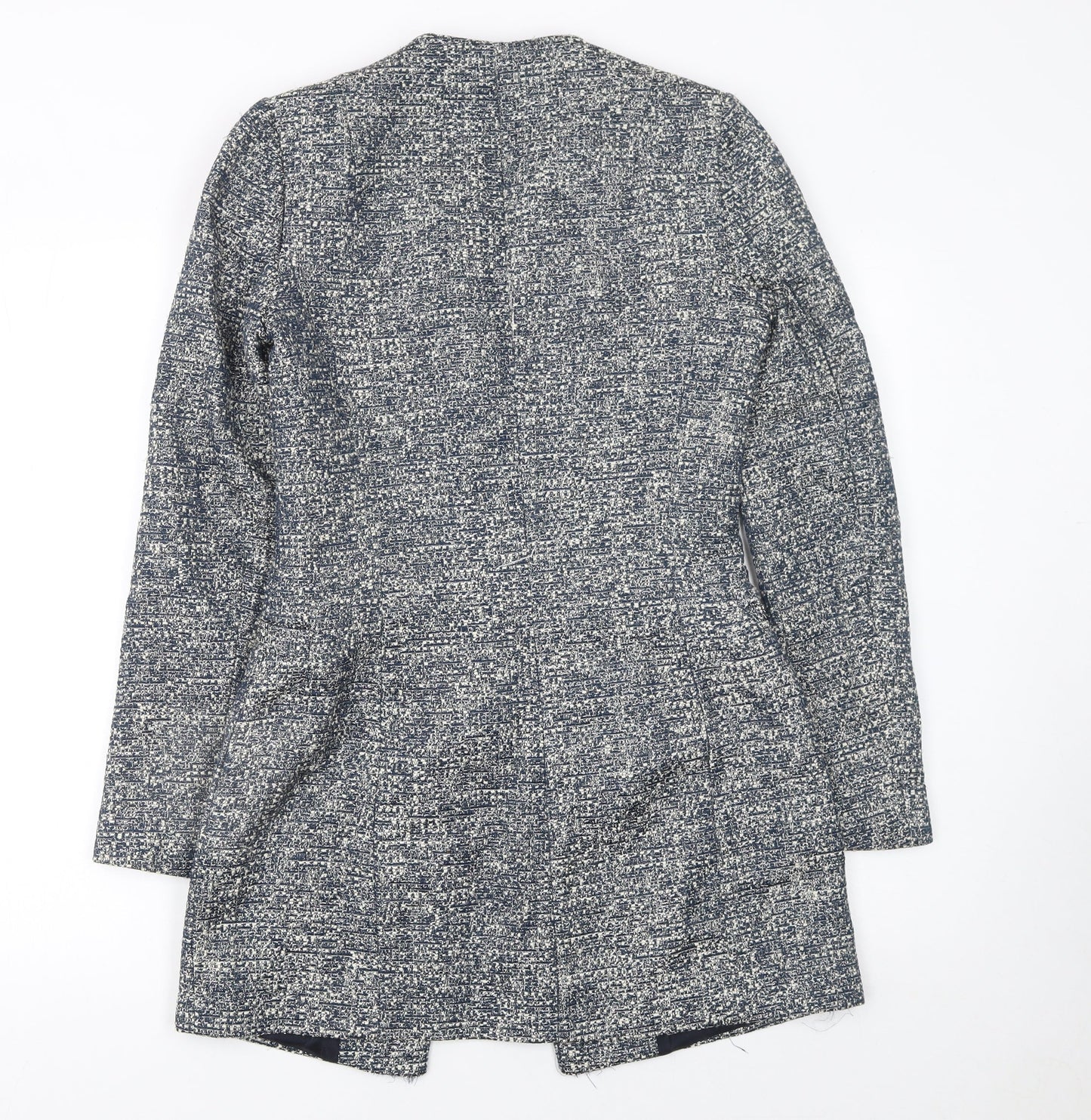 Zara Basic Women Grey Tweed Mid-Length One Button Blazer XS
