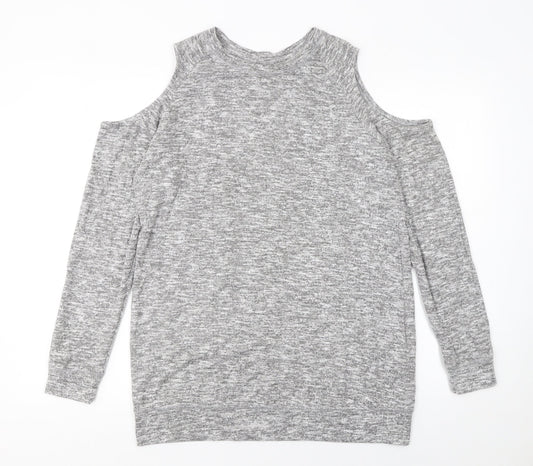 Matalan Womens Grey Cold Shoulder Knit Jumper Size 14