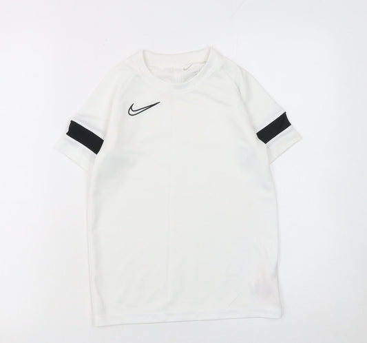 Nike Boys White Dri-Fit Sports T-Shirt Size S Short Sleeve Athletic Top
