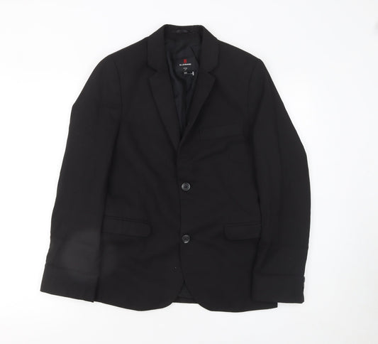G.LEHMANN Boys Black Regular Fit Two-Button Blazer Jacket 170 Formal