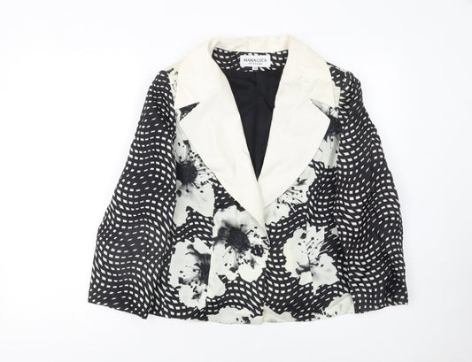 Maria Coca Women's Black Floral Silk Blazer Size 16 Elegant Formal Jacket