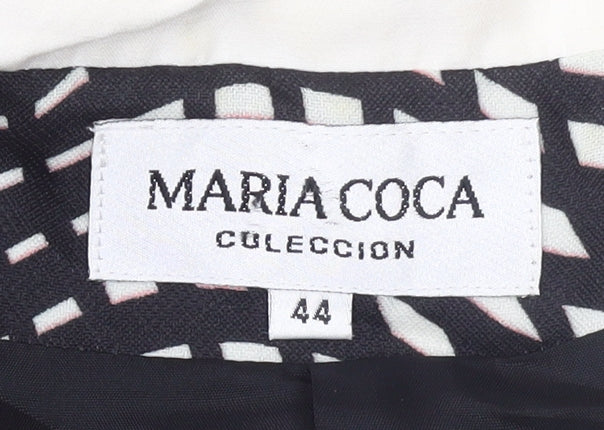 Maria Coca Women's Black Floral Silk Blazer Size 16 Elegant Formal Jacket