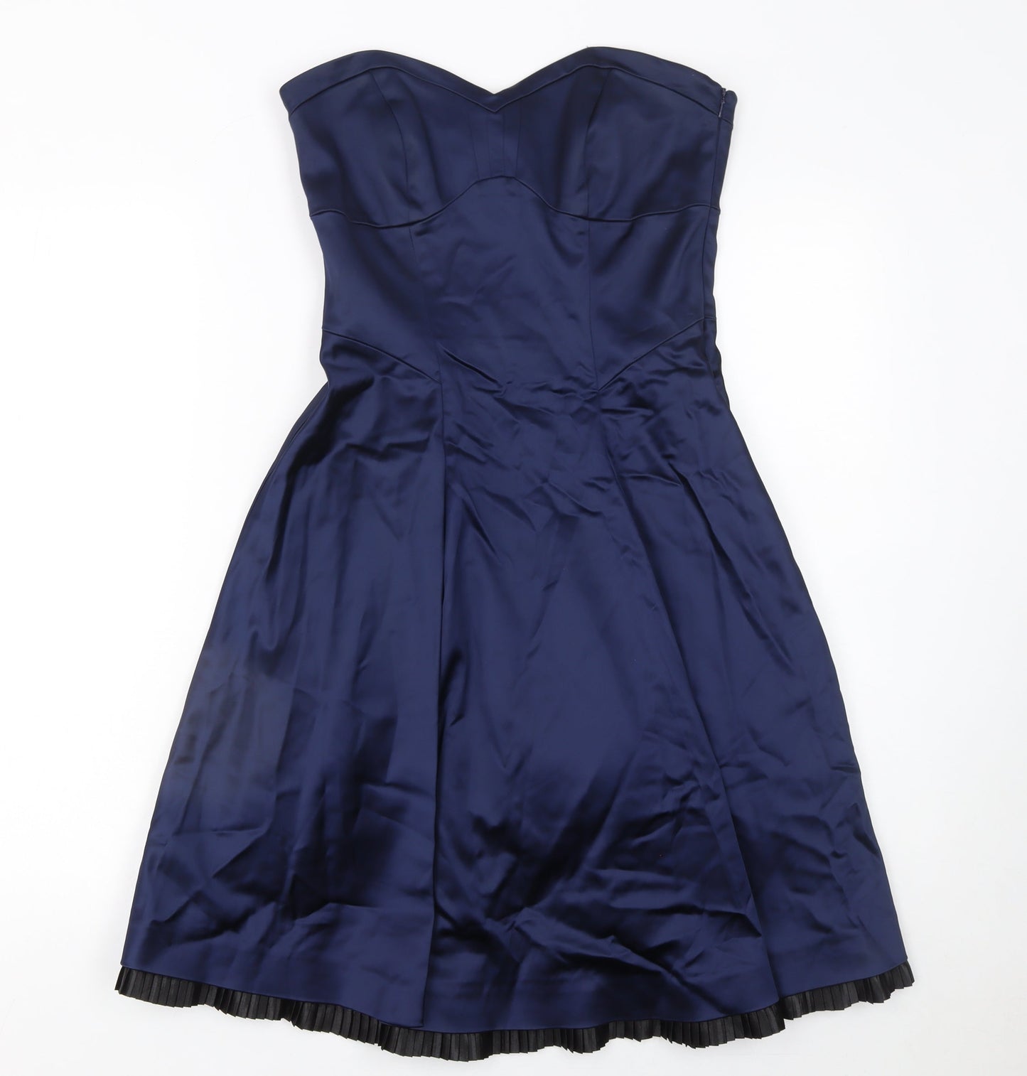 Coast Women Blue Strapless Fit & Flare Satin Dress Size 8