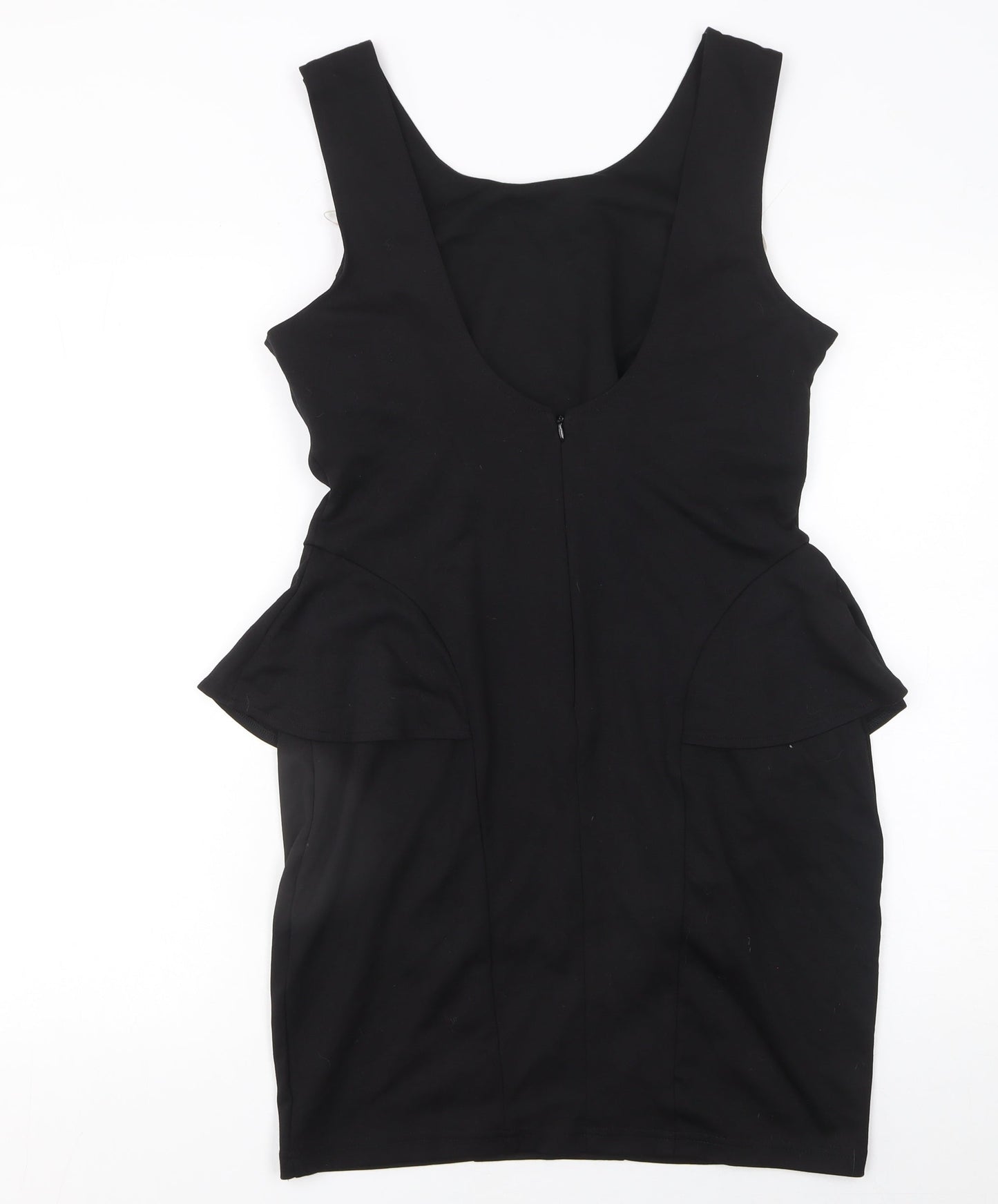 Lipsy Women Black Peplum Knee Length Party Dress Size 14