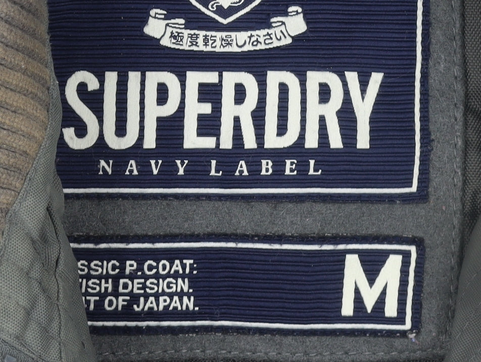 Superdry Men's Grey Wool Pea Coat Medium Military Style Jacket