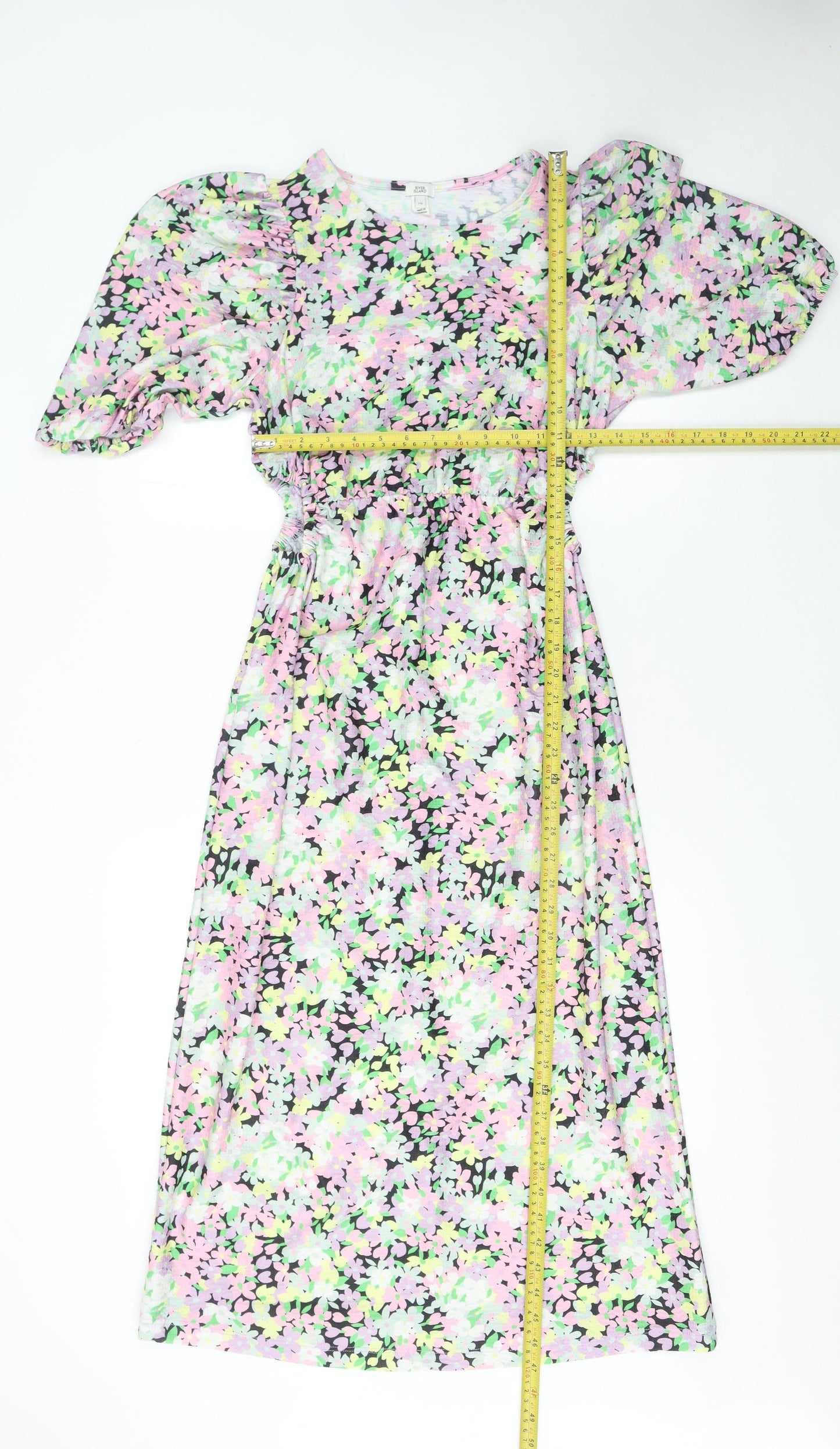 River Island Women’s Multicoloured Floral Midi Dress Size 10 A-Line Jersey