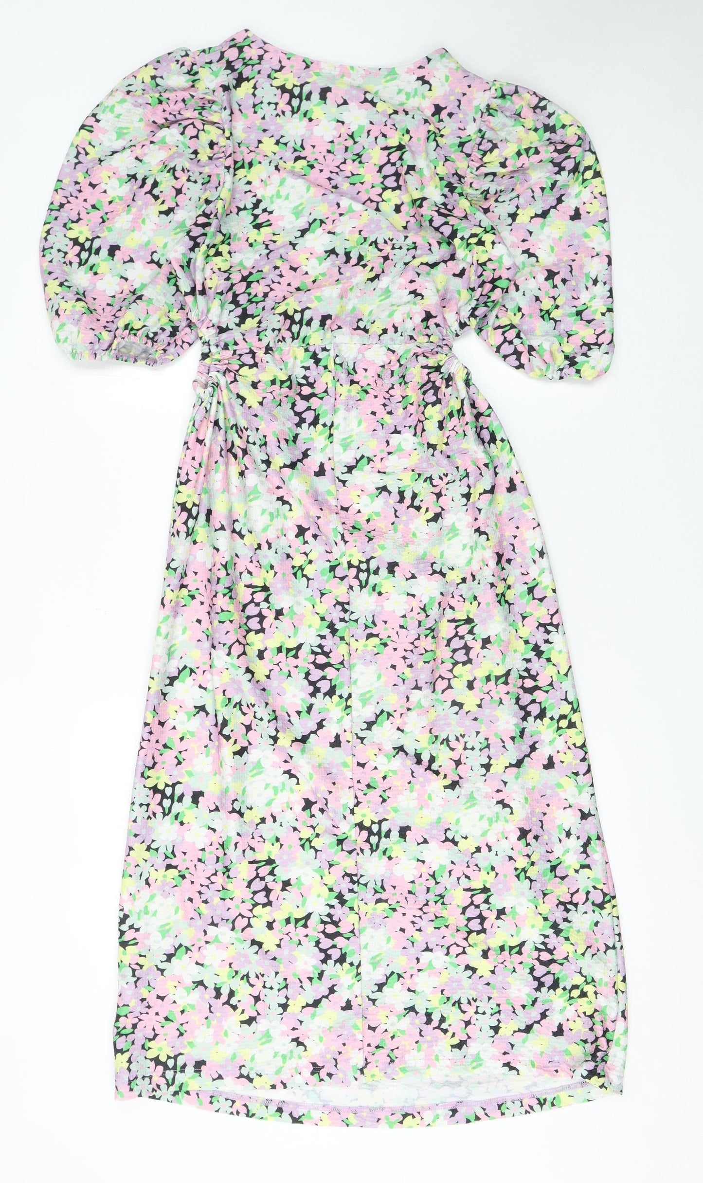 River Island Women’s Multicoloured Floral Midi Dress Size 10 A-Line Jersey