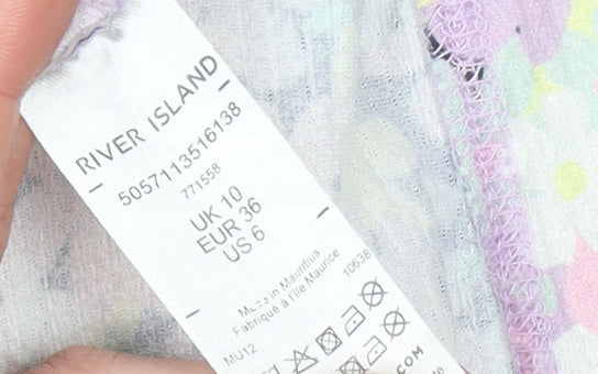 River Island Women’s Multicoloured Floral Midi Dress Size 10 A-Line Jersey