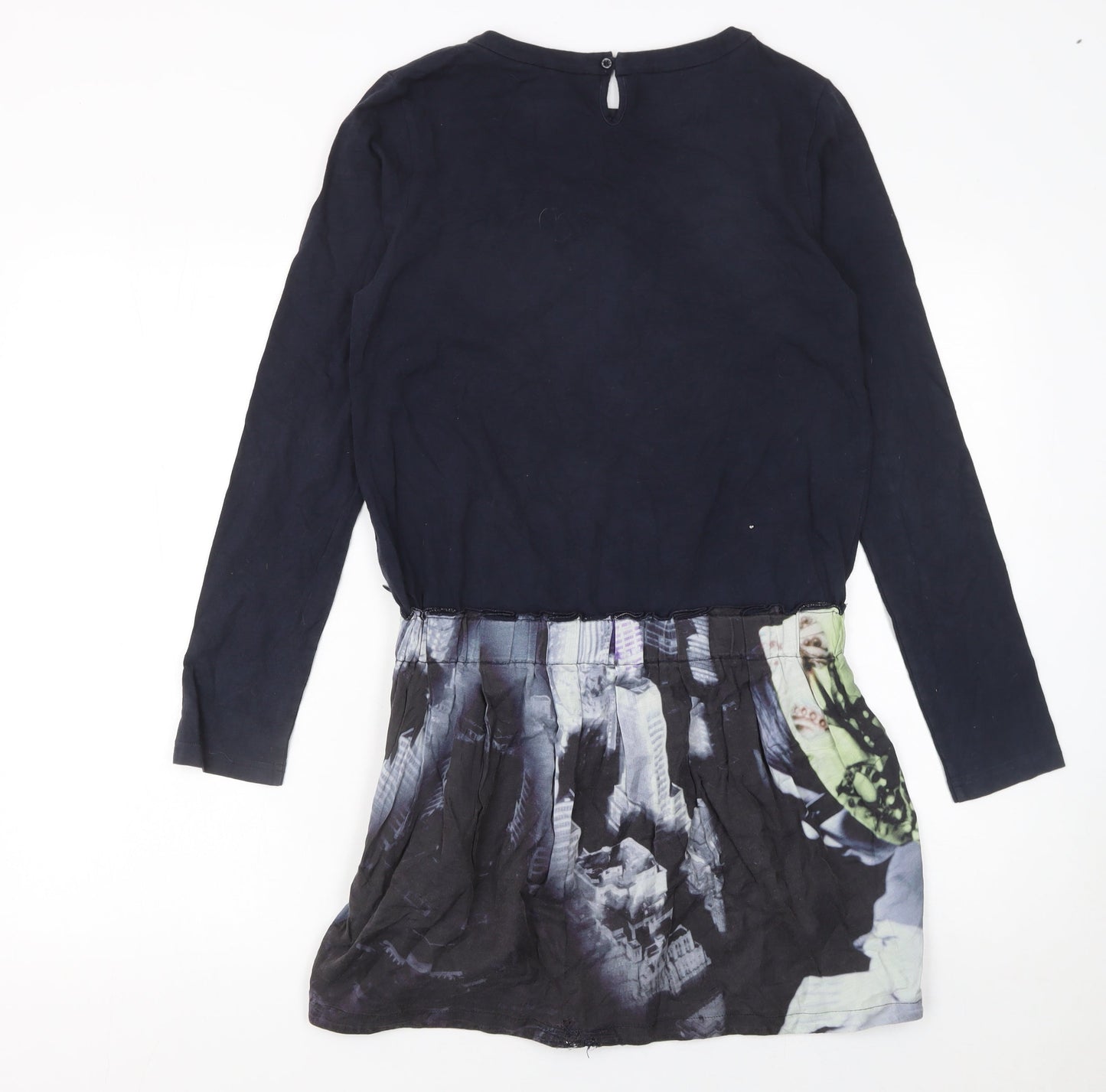 DKNY Women Black Fit & Flare Dress Size 16 Long Sleeve Urban Style