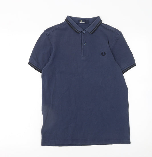 Fred Perry Men's Blue Slim Fit Cotton Polo Shirt Size S