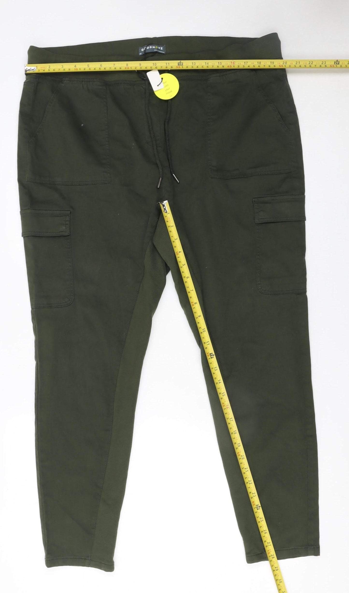 Marks and Spencer Women's Green Cargo Trousers Size 20 Long Cotton Blend