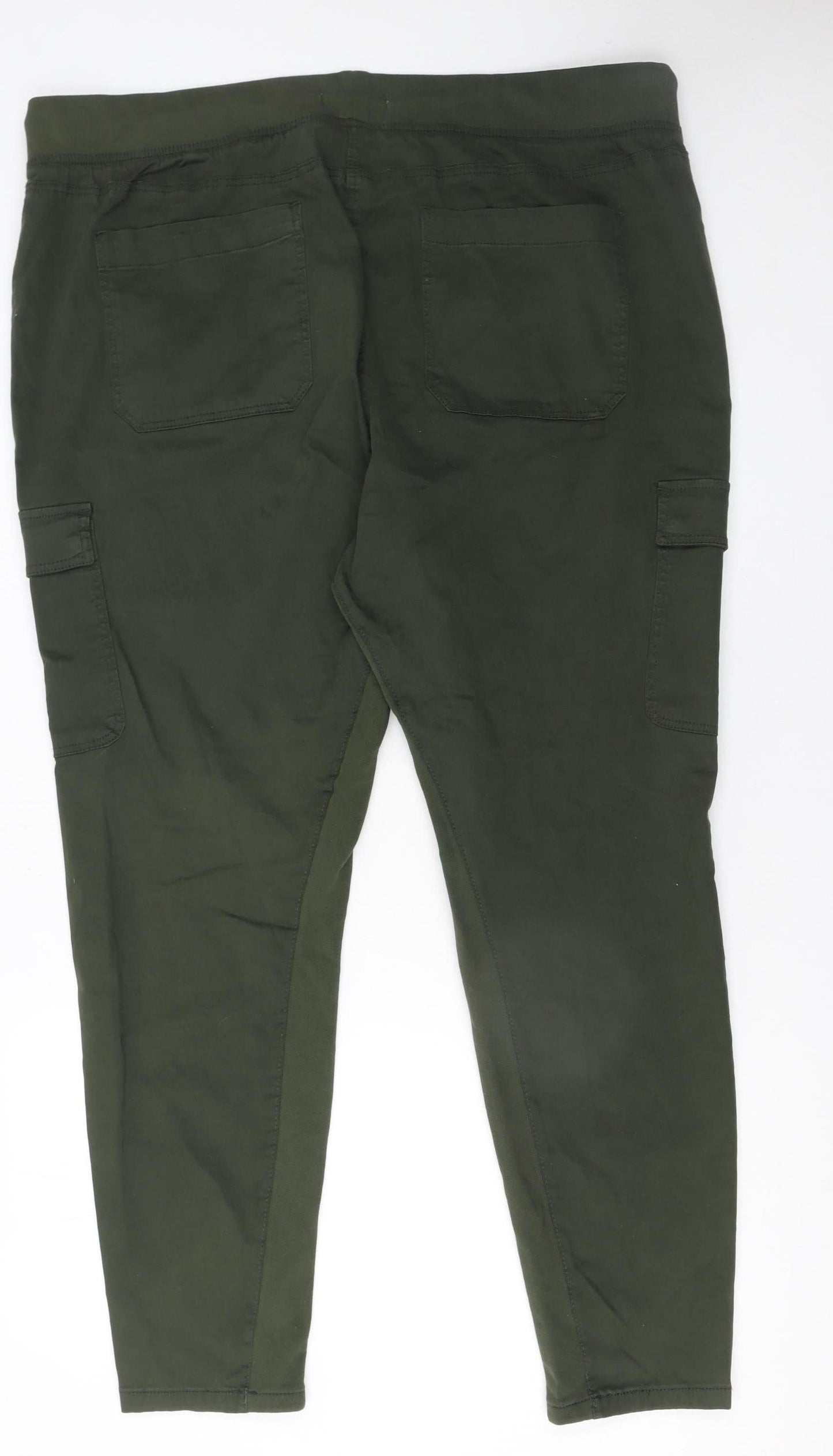 Marks and Spencer Women's Green Cargo Trousers Size 20 Long Cotton Blend