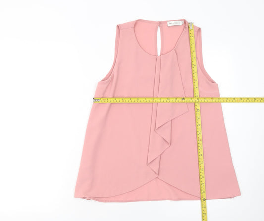 Paraphrase Women Pink Ruffle Sleeveless Blouse XS