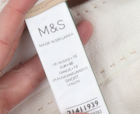 Marks and Spencer Per Una Women’s Ivory Linen Wide-Leg Cropped Trousers Size 18
