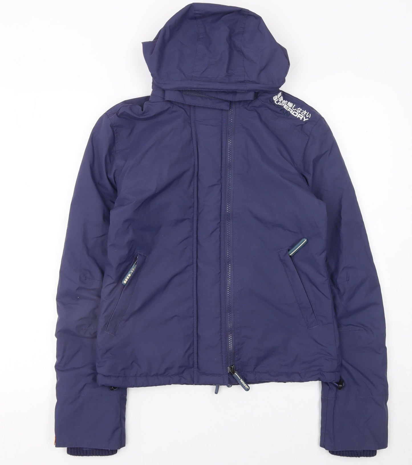 Superdry Women Blue Hooded Windbreaker Jacket Size S