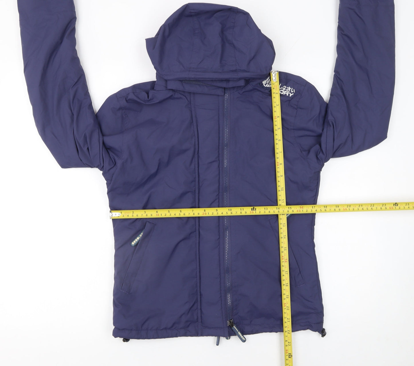 Superdry Women Blue Hooded Windbreaker Jacket Size S