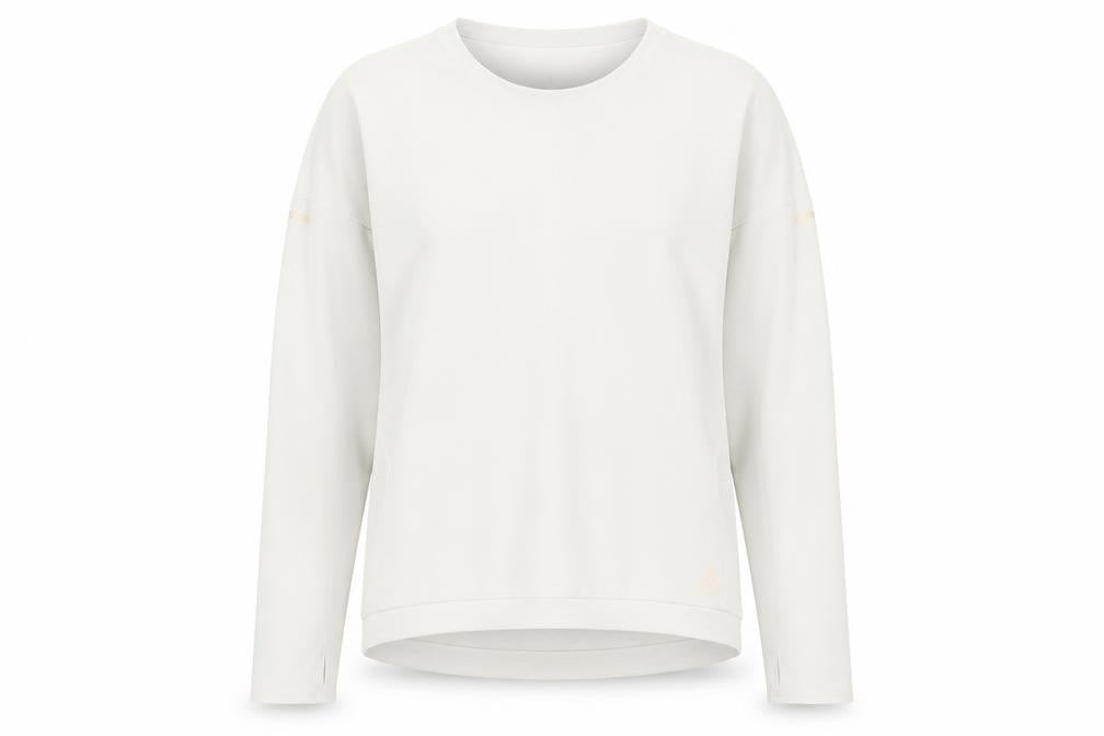 Front view of Adidas Women’s White Climalite Running Top XL Long Sleeve Sports Tee