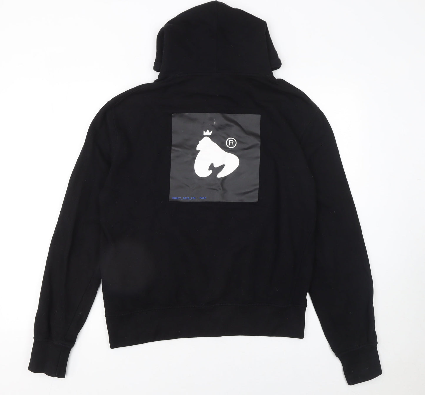 Money Mens Black Pullover Hoodie M Logo Graphic Cotton Sweatshirt