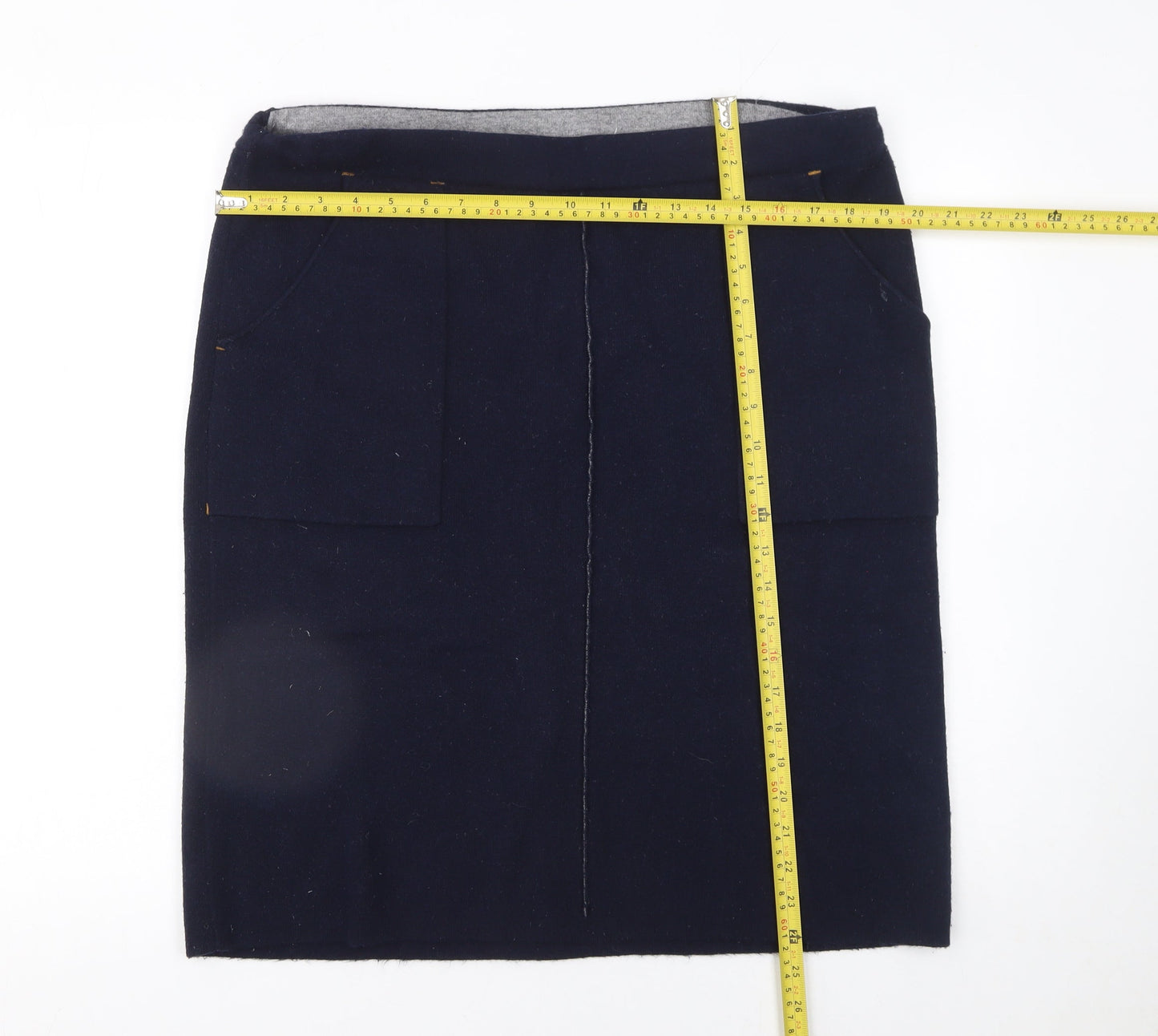 White Stuff Women’s Blue Knee Length Wool Blend Pencil Skirt Size 16